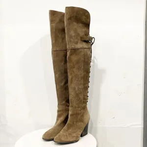 Sam Edelman Circus Tan Genuine Suede Over Knee Lace Up Tatum Boots 7.5M Women