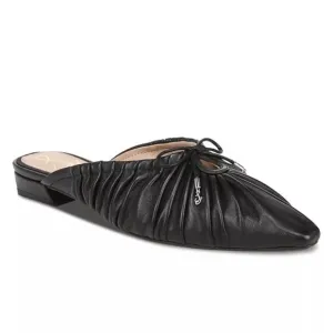 Sam Edelman Julia Leather Ruched Pointed Toe Bow Detail Mules In Black Size 7.5