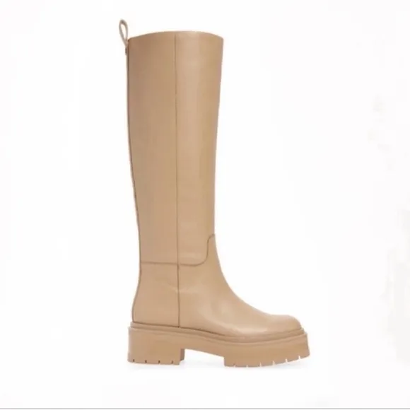 Sam Edelman Larina Sesame Waterproof Leather Platform Boot s 8