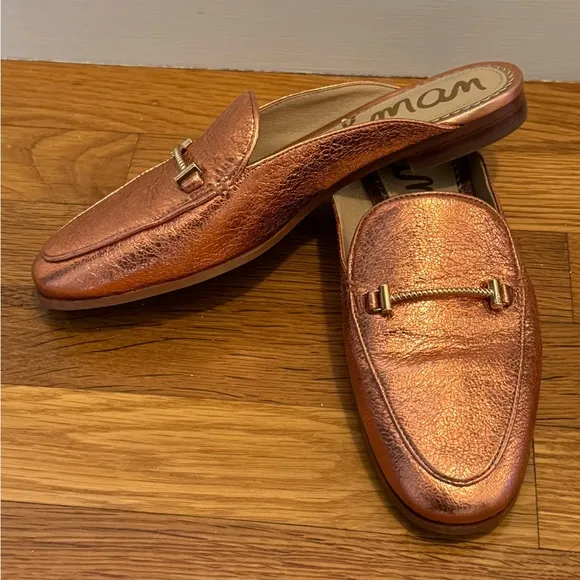 SAM EDELMAN Laurna Mules Rose Gold‎ Pink Shoes Size 6 Leather Casual Work Fall