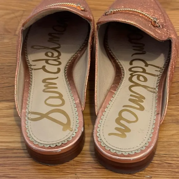 SAM EDELMAN Laurna Mules Rose Gold‎ Pink Shoes Size 6 Leather Casual Work Fall