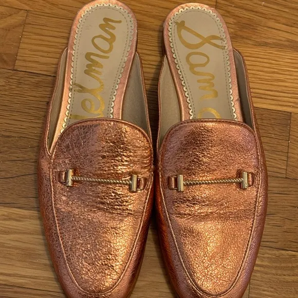 SAM EDELMAN Laurna Mules Rose Gold‎ Pink Shoes Size 6 Leather Casual Work Fall