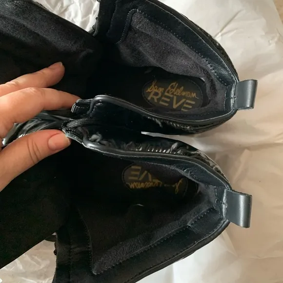 Sam Edelman Leather &amp; Shiny Fabric Winter Boots, Size 8