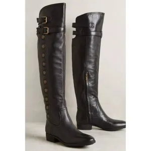 Sam Edelman Pierce Boots Black Leather Over the Knee Riding Boots Western 7.5