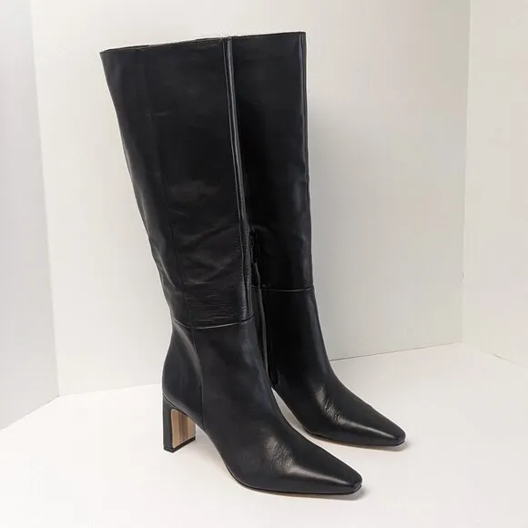 Sam Edelman Sylvia Knee High Boots, Black Leather, Women's 8