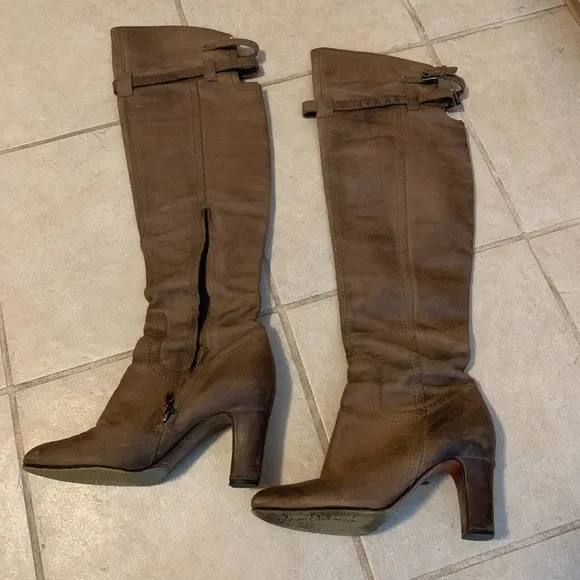Sam Edelman taupe over the knee boots leather 8.5