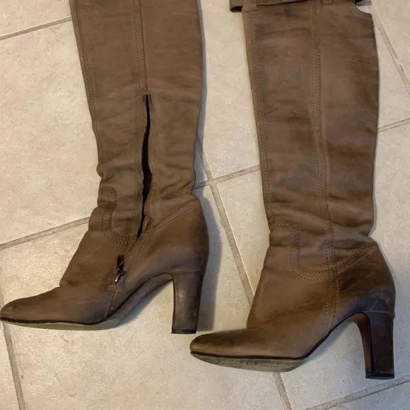 Sam Edelman taupe over the knee boots leather 8.5