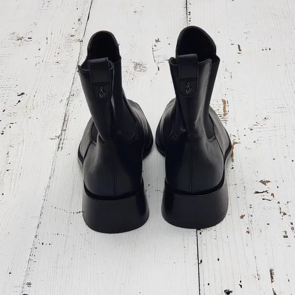 Sam Edelman Thelma Square Toe Women Sz 10 41 Ankle Leather Boots Black NEW