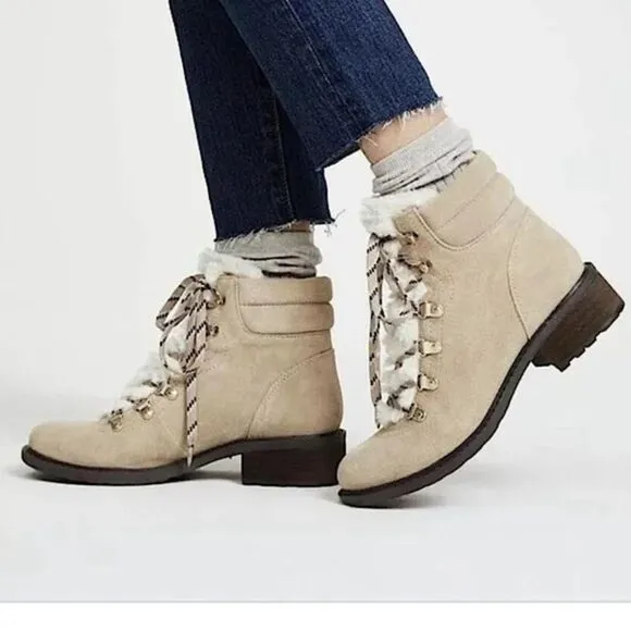 Sam Edelman Darrah 2 Tan Suede Lace Up Ankle Boots