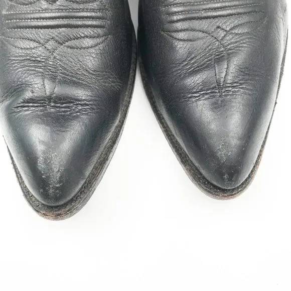 SANDERS BOOTS Black Leather Embroidered Western Cowboy Boots Mens 9