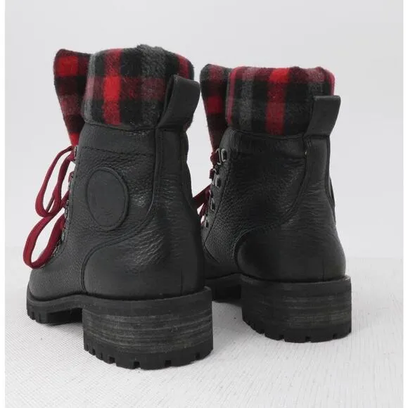 Santana Canada Niko Boots Womens 7 Black Red Plaid Leather Rubber Gorpcore