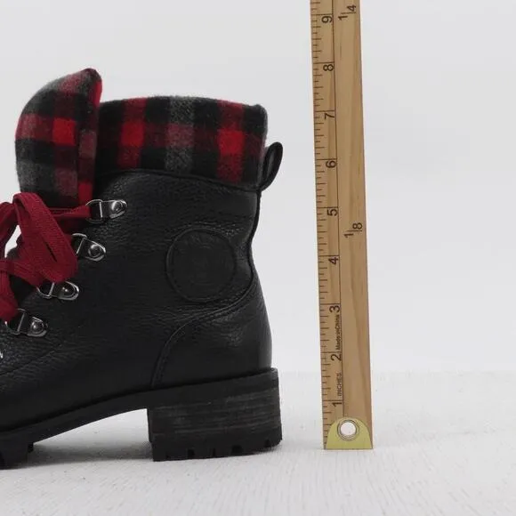 Santana Canada Niko Boots Womens 7 Black Red Plaid Leather Rubber Gorpcore