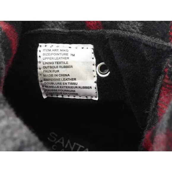 Santana Canada Niko Boots Womens 7 Black Red Plaid Leather Rubber Gorpcore