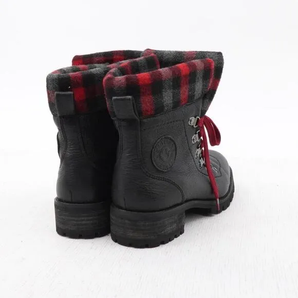 Santana Canada Niko Boots Womens 7 Black Red Plaid Leather Rubber Gorpcore
