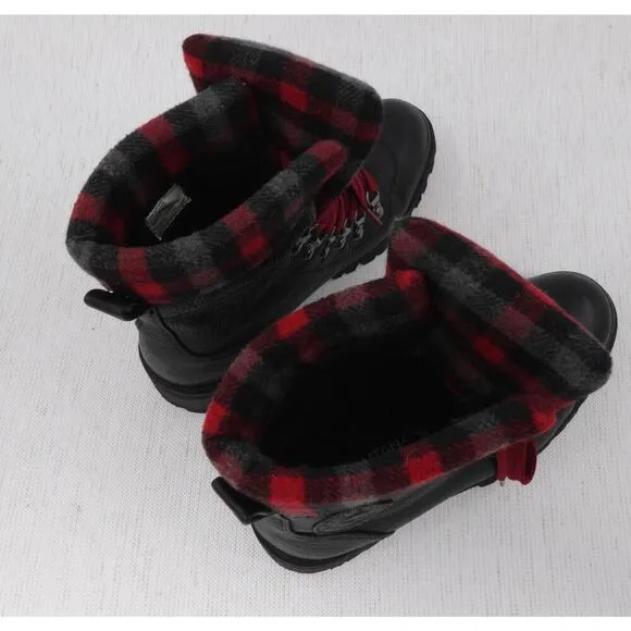 Santana Canada Niko Boots Womens 7 Black Red Plaid Leather Rubber Gorpcore