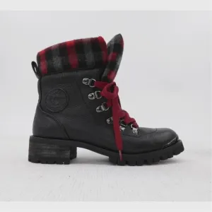 Santana Canada Niko Boots Womens 7 Black Red Plaid Leather Rubber Gorpcore