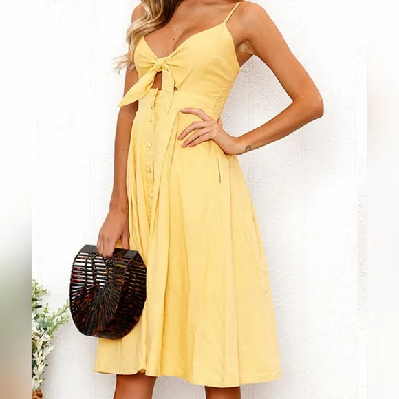 Sassy Sweetheart Smock Dress - Yellow