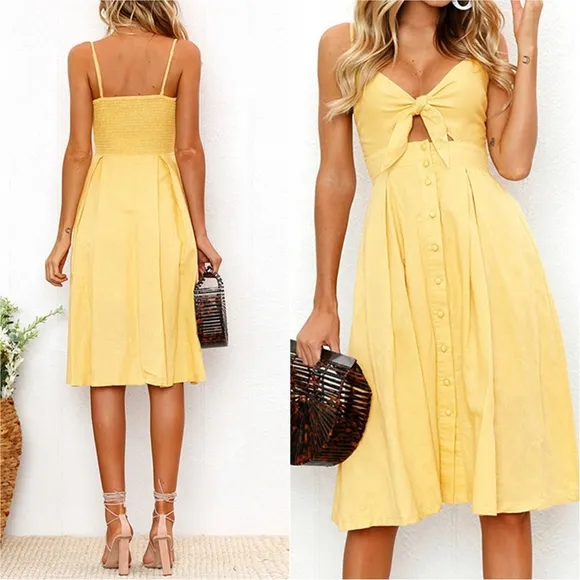 Sassy Sweetheart Smock Dress - Yellow
