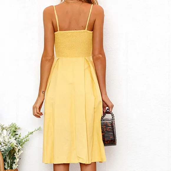 Sassy Sweetheart Smock Dress - Yellow