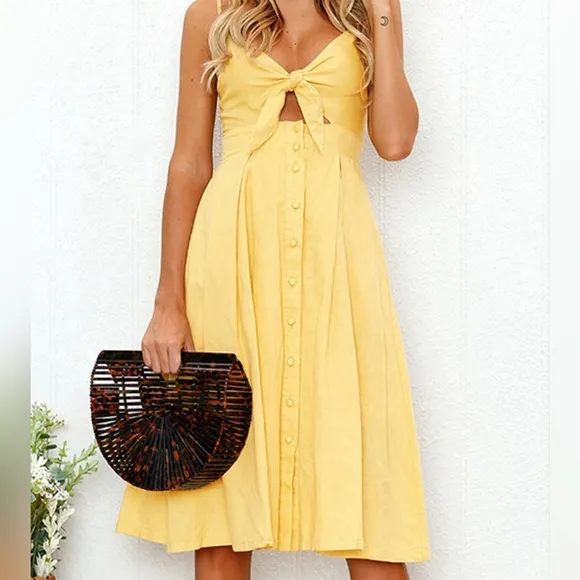 Sassy Sweetheart Smock Dress - Yellow