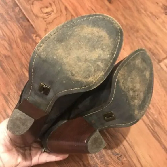 Schuler &amp; Sons Women Anthropologie  Leather Ankle Boots Charcoal Black Zip  8B