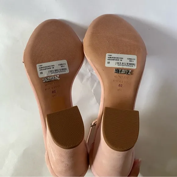 Schutz Forby Rose Tan pink suede open toe sandal heels with ankle closure 8