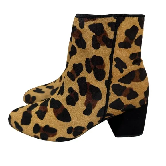 SCHUTZ Mery Leopard-Print Faux‎ Fur Boots NIB Size 5.5 B
