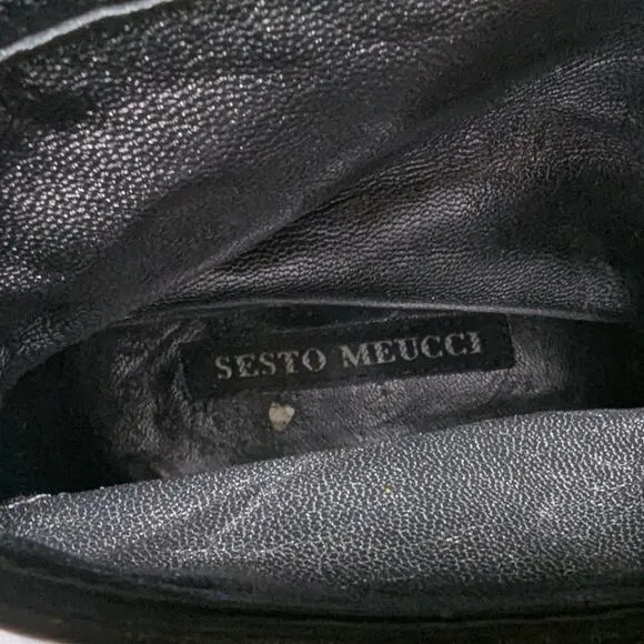 Sesto Meucci Black Leather Fur Trimmed Lace-Up Mid Top Lug Sole Boots 42 11