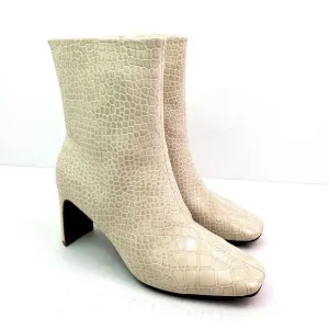 Seven Dials Nicole Womens Size 7.5 Winter White Croco Print 3&quot; Heel Bootie Shoes