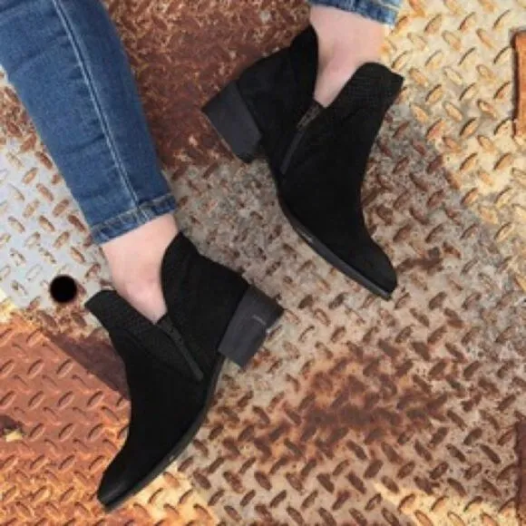 SEYCHELLES Snare Black Leather Ankle Cut-Out Boots Black 9.5