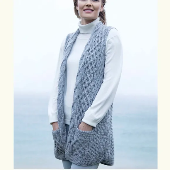 Shannon Woolen Mills Ireland Aran Waistcoat Vest | MEDIUM