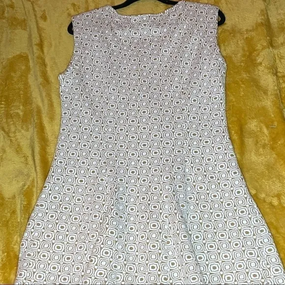 Sharagano Vintage Women's Dress Brown &amp; white​​​​​​​​​​​​​​​​​​​​​​