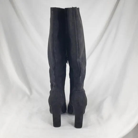 Shoedazzle Women's Black Suede Evelina Knee High Boots Heeled Side Zip Size 7.5