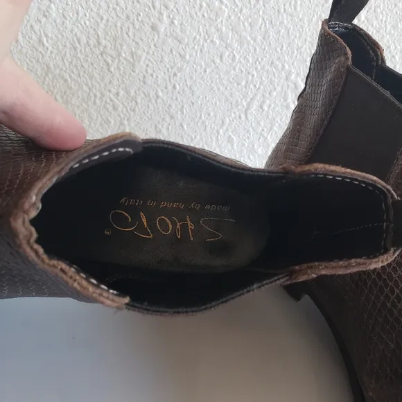 SHORO Handmade  Brown Leather Ankle Boots