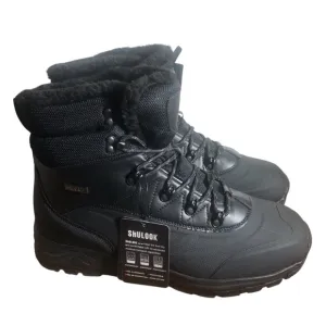 Shulook men black winter boots fur lined lace up Sz 12. New