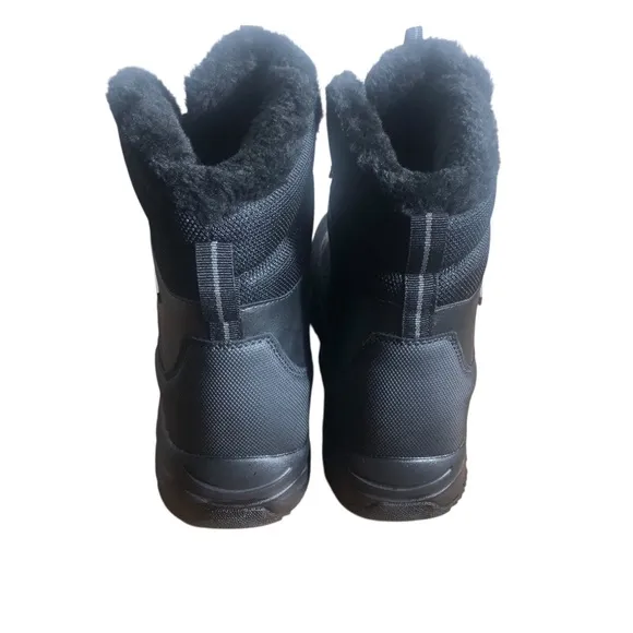 Shulook men black winter boots fur lined lace up Sz 12. New