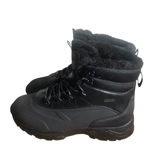 Shulook men black winter boots fur lined lace up Sz 12. New