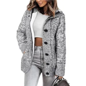 Sidefeel Women's Cardigan Sweaters Hooded Cardigans Fleece Lined Jackets Winter