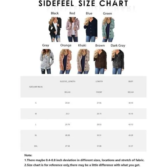 Sidefeel Women's Cardigan Sweaters Hooded Cardigans Fleece Lined Jackets Winter