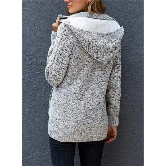 Sidefeel Women's Cardigan Sweaters Hooded Cardigans Fleece Lined Jackets Winter