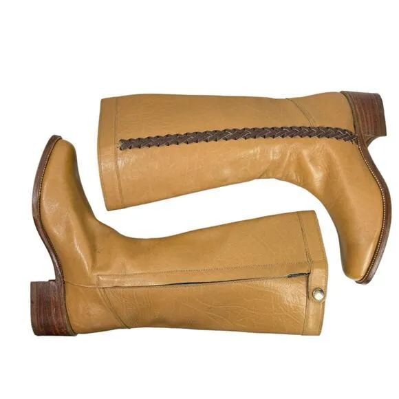 Siete‎ Leguas Braided Campus Style Boots Camel Tan Leather Women Size 9 Fabulous