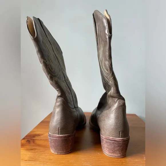 Silver Canyon, women 6.5, light brown gray cowboy western boots, country cowgirl