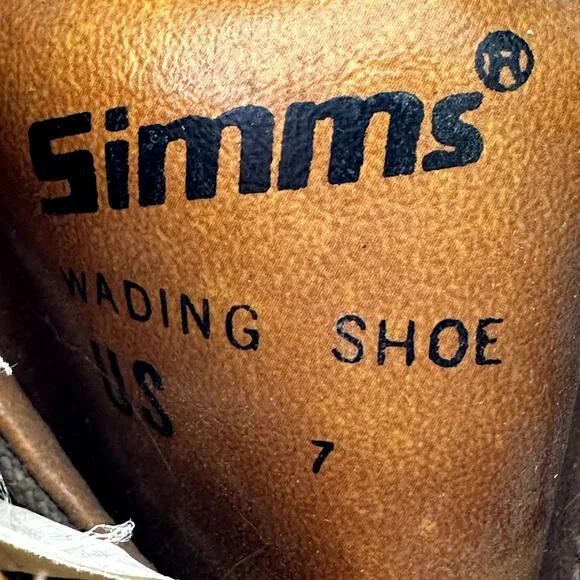 Simms Wading Shoe Fishing Boots Lace Up Leather Comfort Outdoor Brown US 7