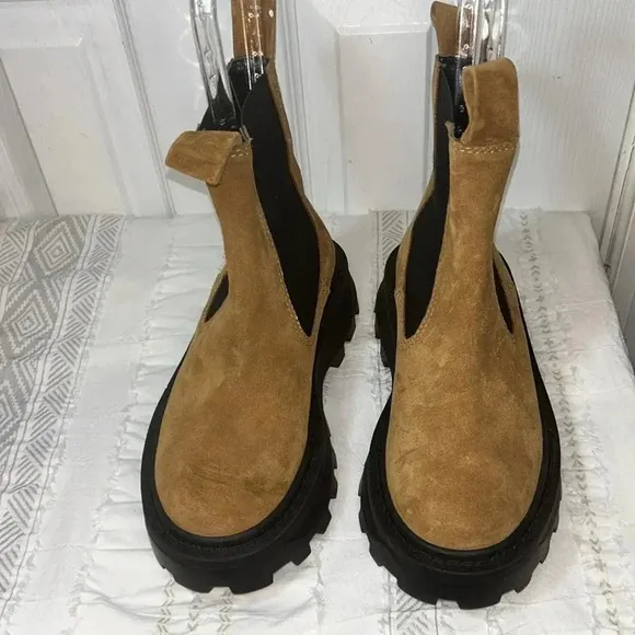 SIMON MILLER Women Scrambler Pull On Combat Boots NWT EU 35 brown suede leather