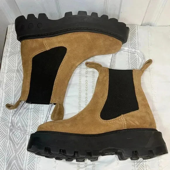 SIMON MILLER Women Scrambler Pull On Combat Boots NWT EU 35 brown suede leather
