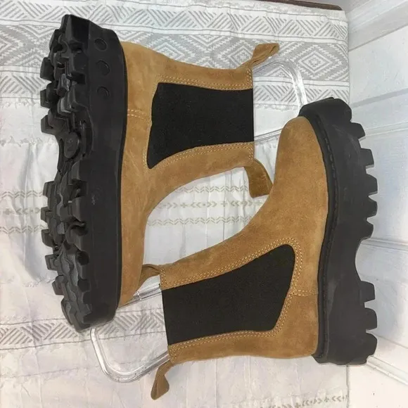 SIMON MILLER Women Scrambler Pull On Combat Boots NWT EU 35 brown suede leather