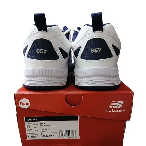 Size 10 6E - New Balance 857 White/Blue New In Box Mens Shoes Sneakers #847