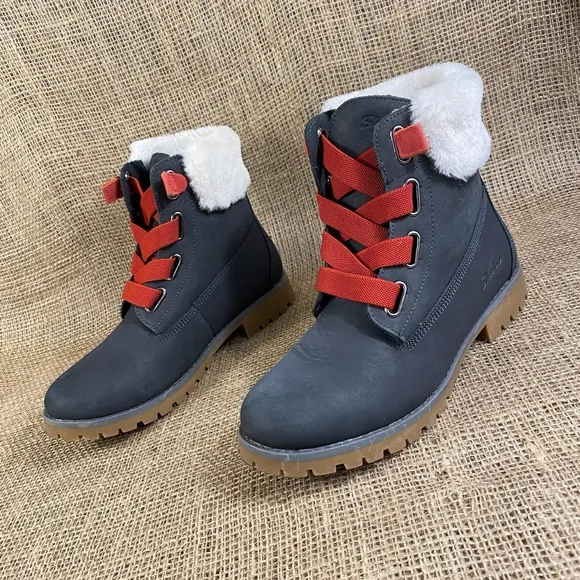 Skechers Boots Hiking Charcoal Gray Faux Fur Winter Booties Women’s Size 8