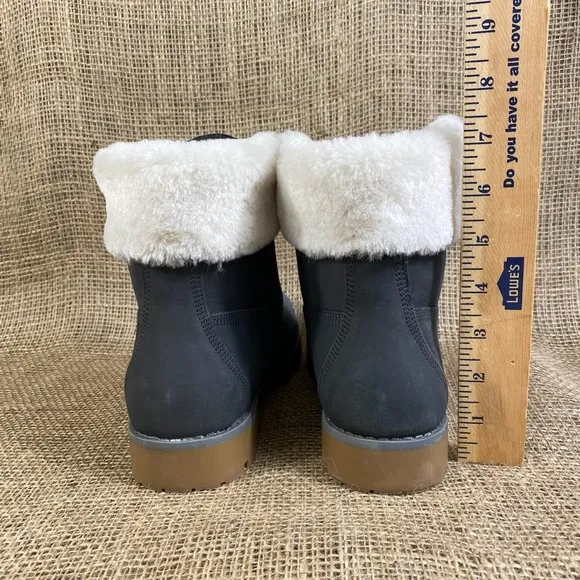 Skechers Boots Hiking Charcoal Gray Faux Fur Winter Booties Women’s Size 8