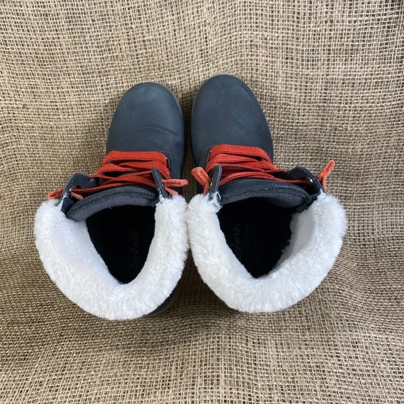 Skechers Boots Hiking Charcoal Gray Faux Fur Winter Booties Women’s Size 8